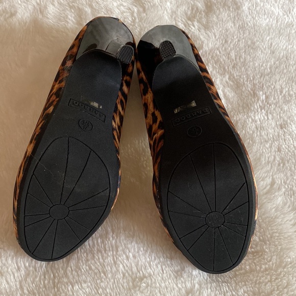 NEW BAMBOO Satin Leopard Print Platform Pumps Size 7 1/2 - Picture 6 of 15